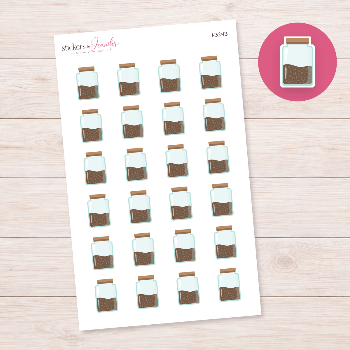Glass Pantry Jar Planner Stickers | I-3243