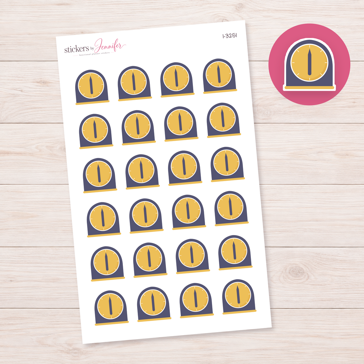 Golden Kitchen Timer Planner Stickers | I-3251