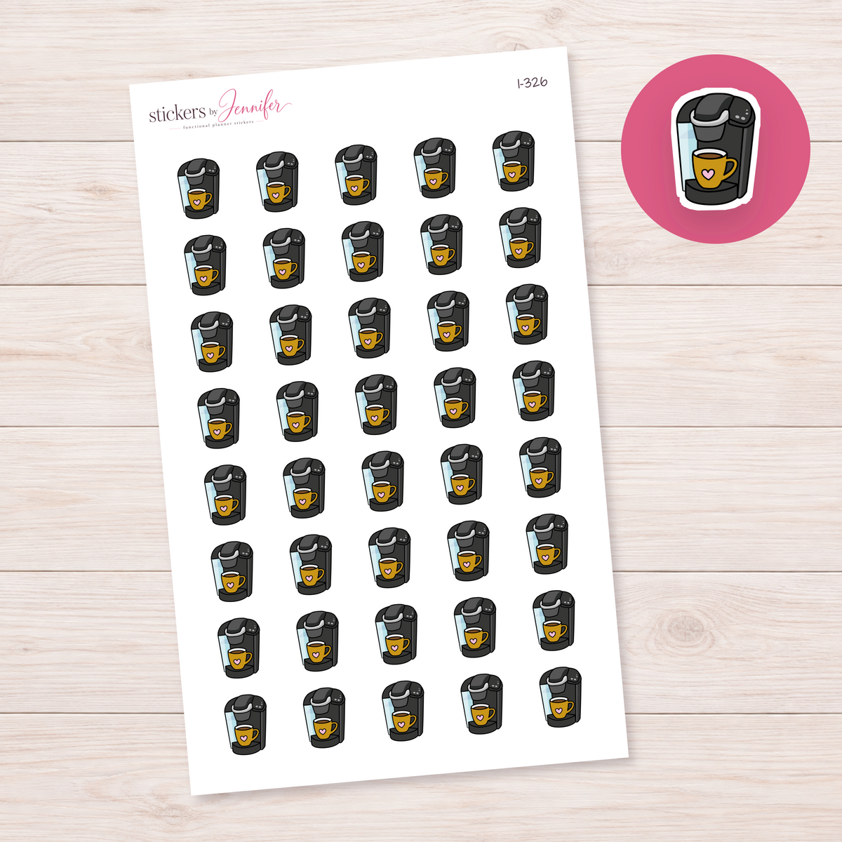 Golden Coffee Maker Planner Stickers | I-326