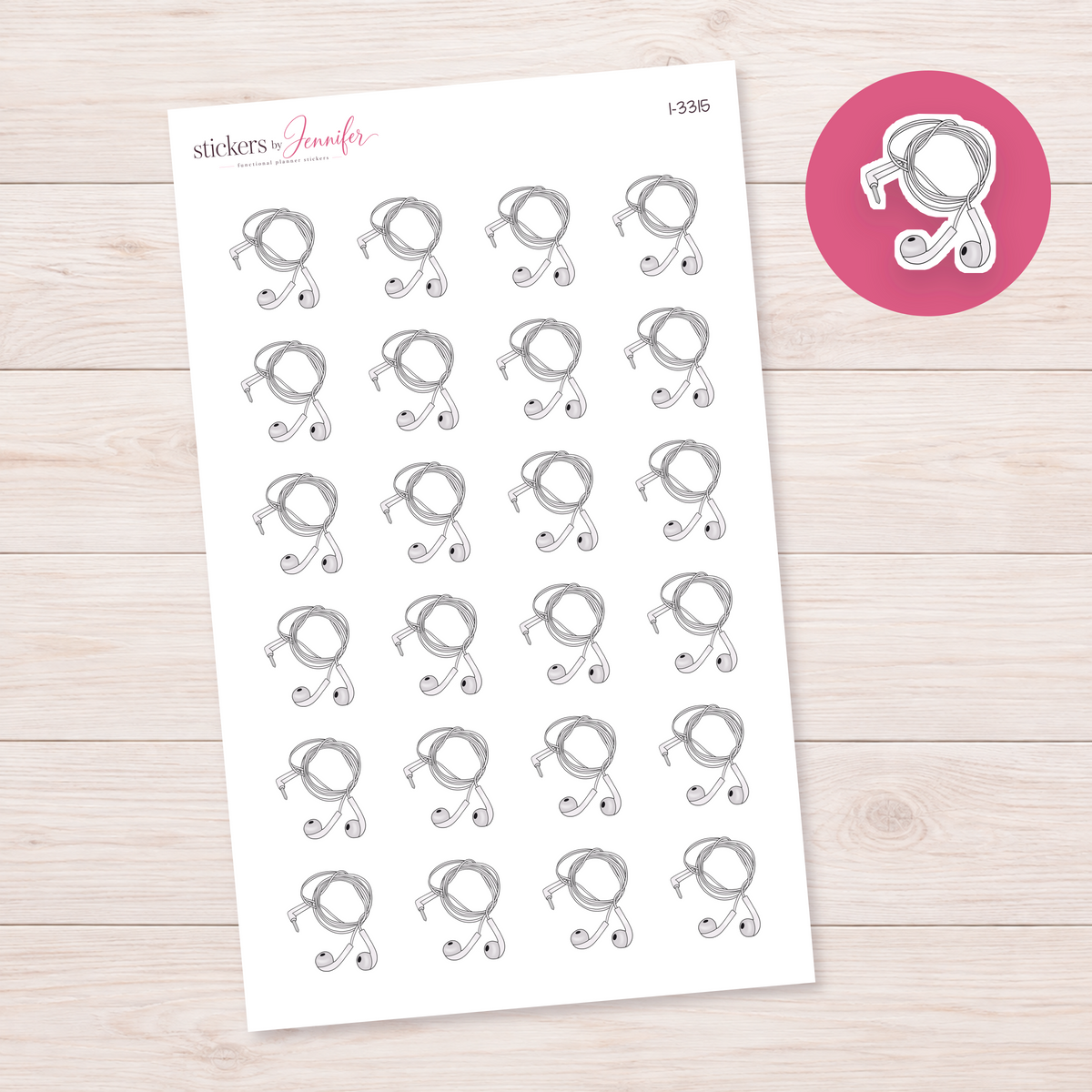 Wired Earbuds Planner Stickers | I-3315