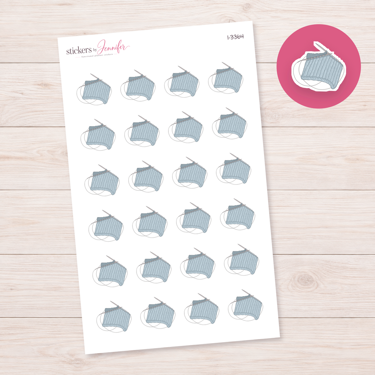 Blue Knitting Swatch Planner Stickers | I-3364