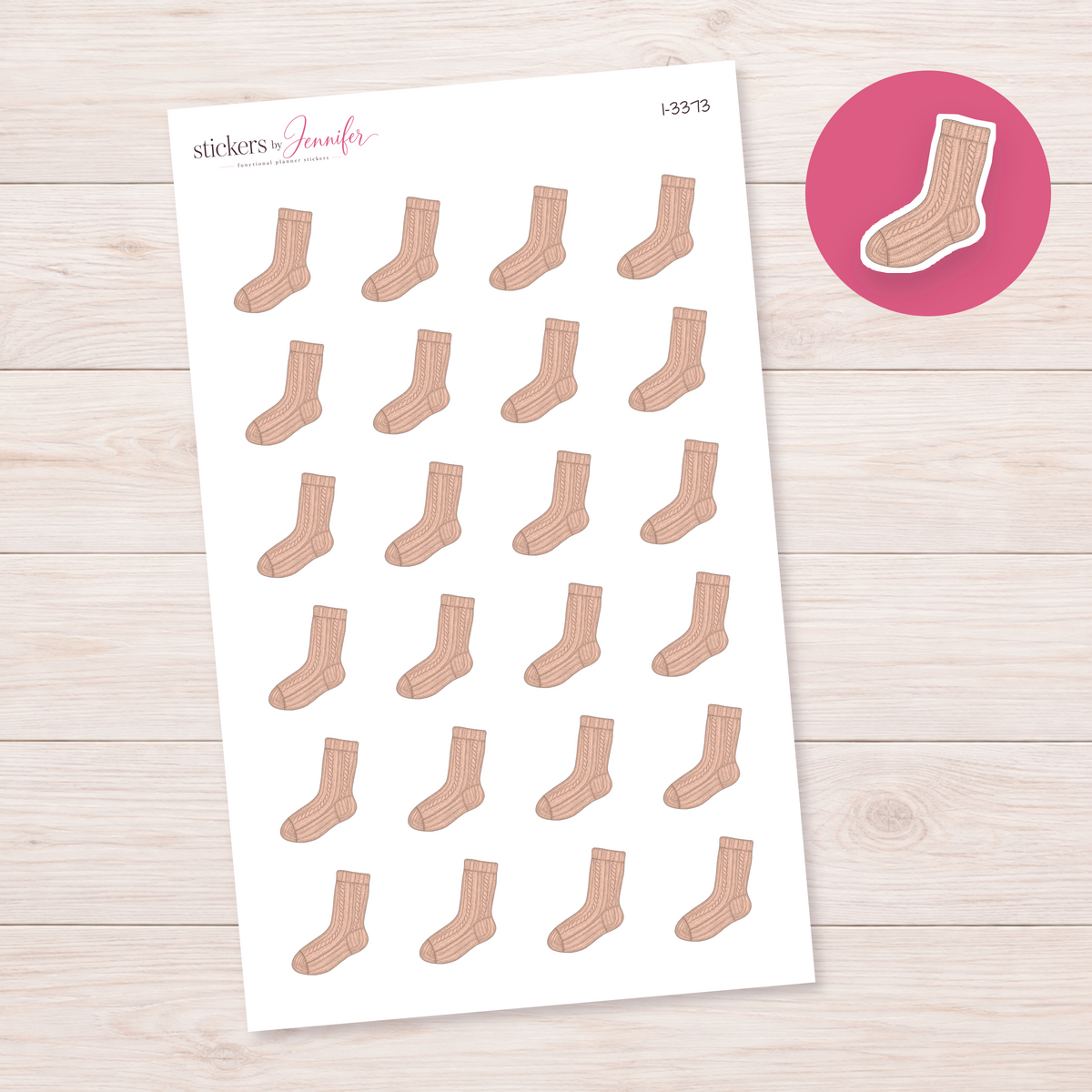 Pink Knit Sock Planner Stickers | I-3373