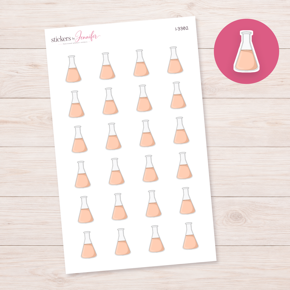 Peach Science Flask Planner Stickers | I-3382