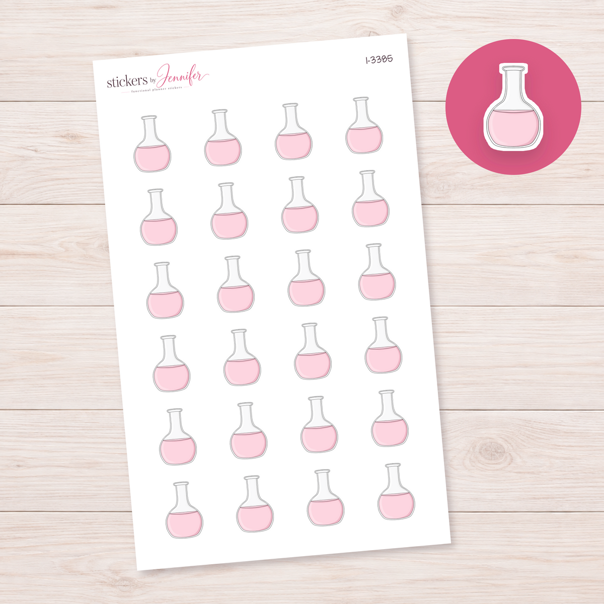 Pink Laboratory Flask Planner Stickers | I-3385