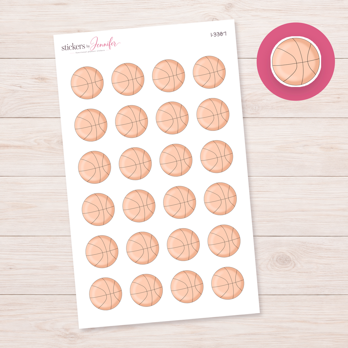 Peach Basketball Planner Stickers | I-3387