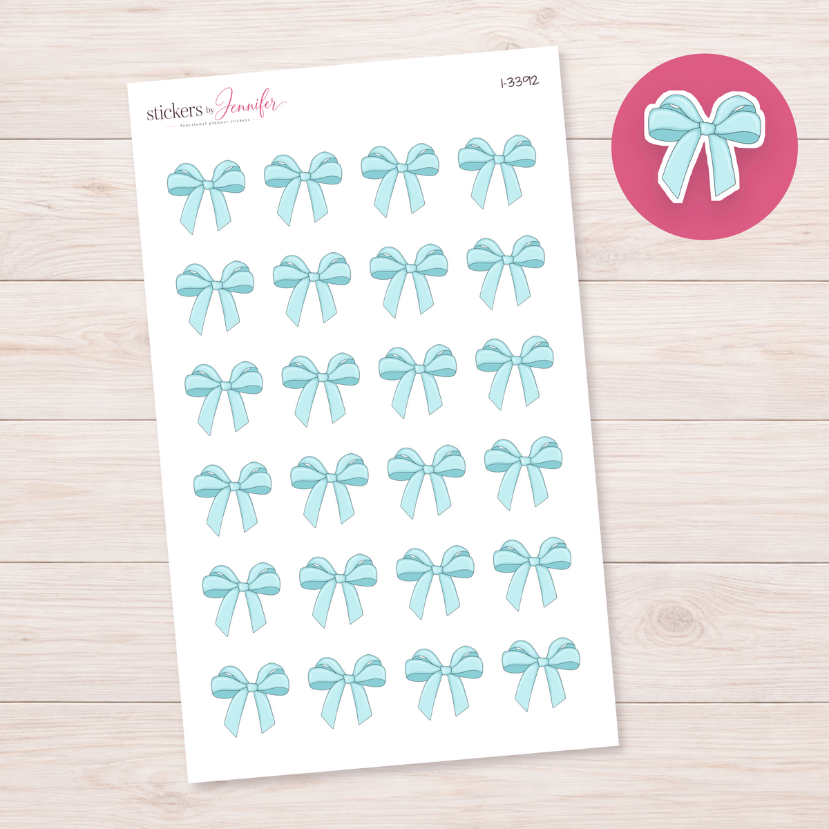 Pale Blue Ribbon Bow Planner Stickers | I-3392