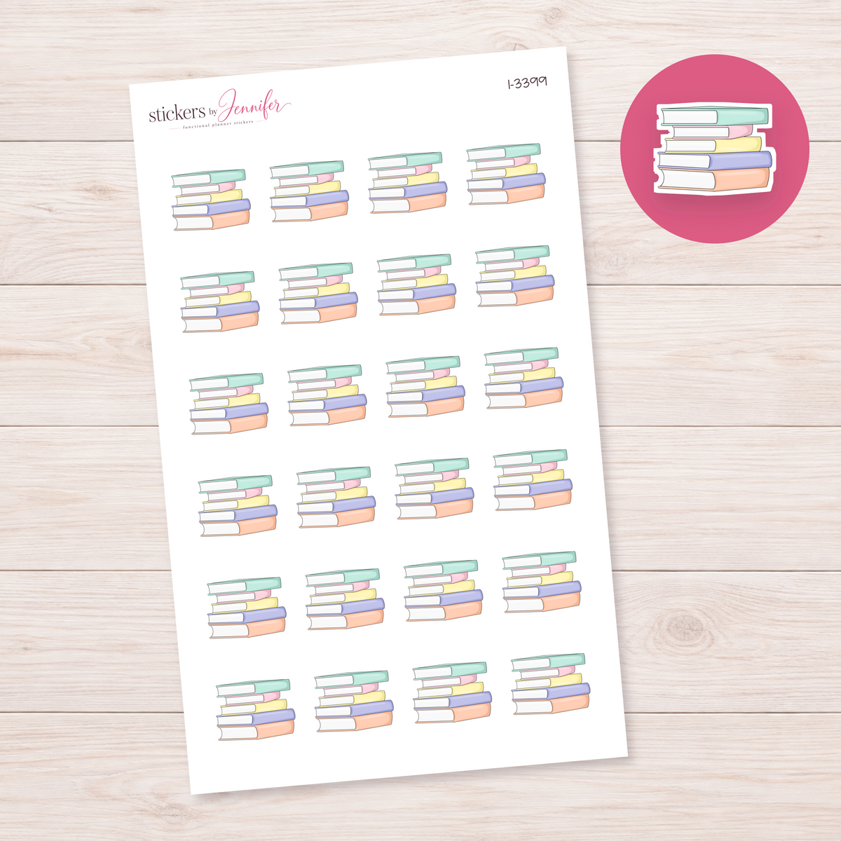 Pastel Book Stack Planner Stickers | I-3399