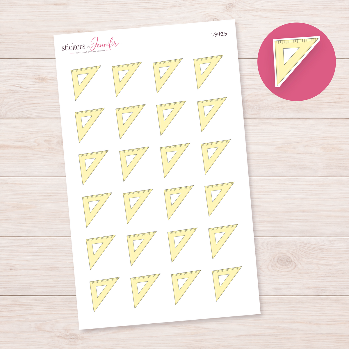 Yellow Triangle Ruler Planner Stickers | I-3425