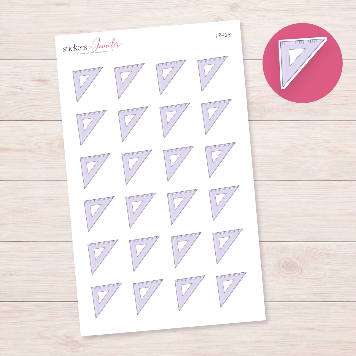 Lavender Triangle Ruler Planner Stickers | I-3426