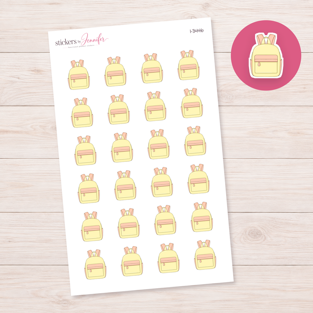 Yellow and Peach Backpack Planner Stickers | I-3446