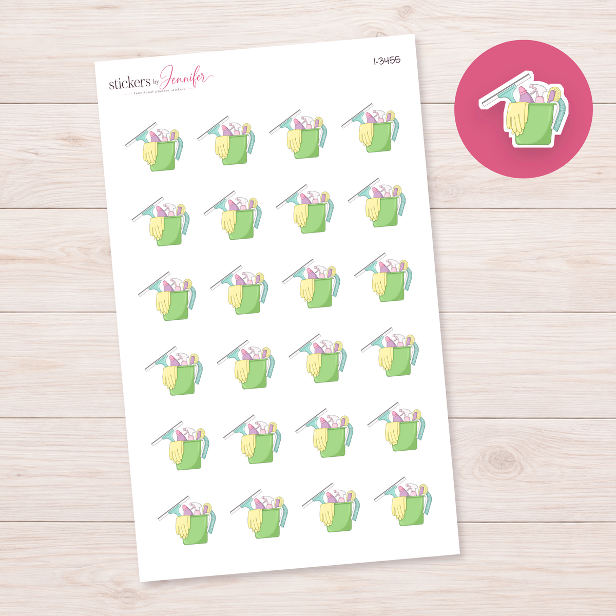 Green Cleaning Bucket Planner Stickers | I-3455