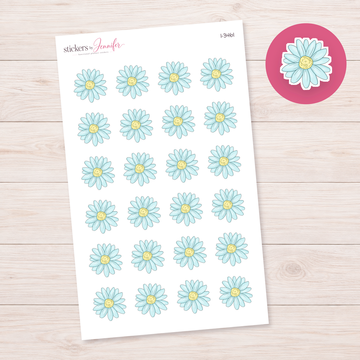 Blue Daisy Bloom Planner Stickers | I-3461