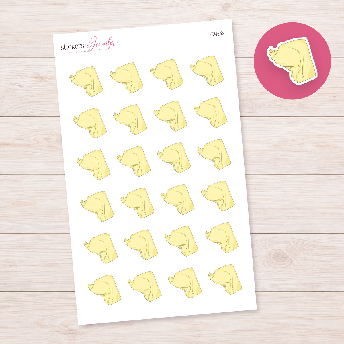 Folded Yellow T-Shirt Planner Stickers | I-3468