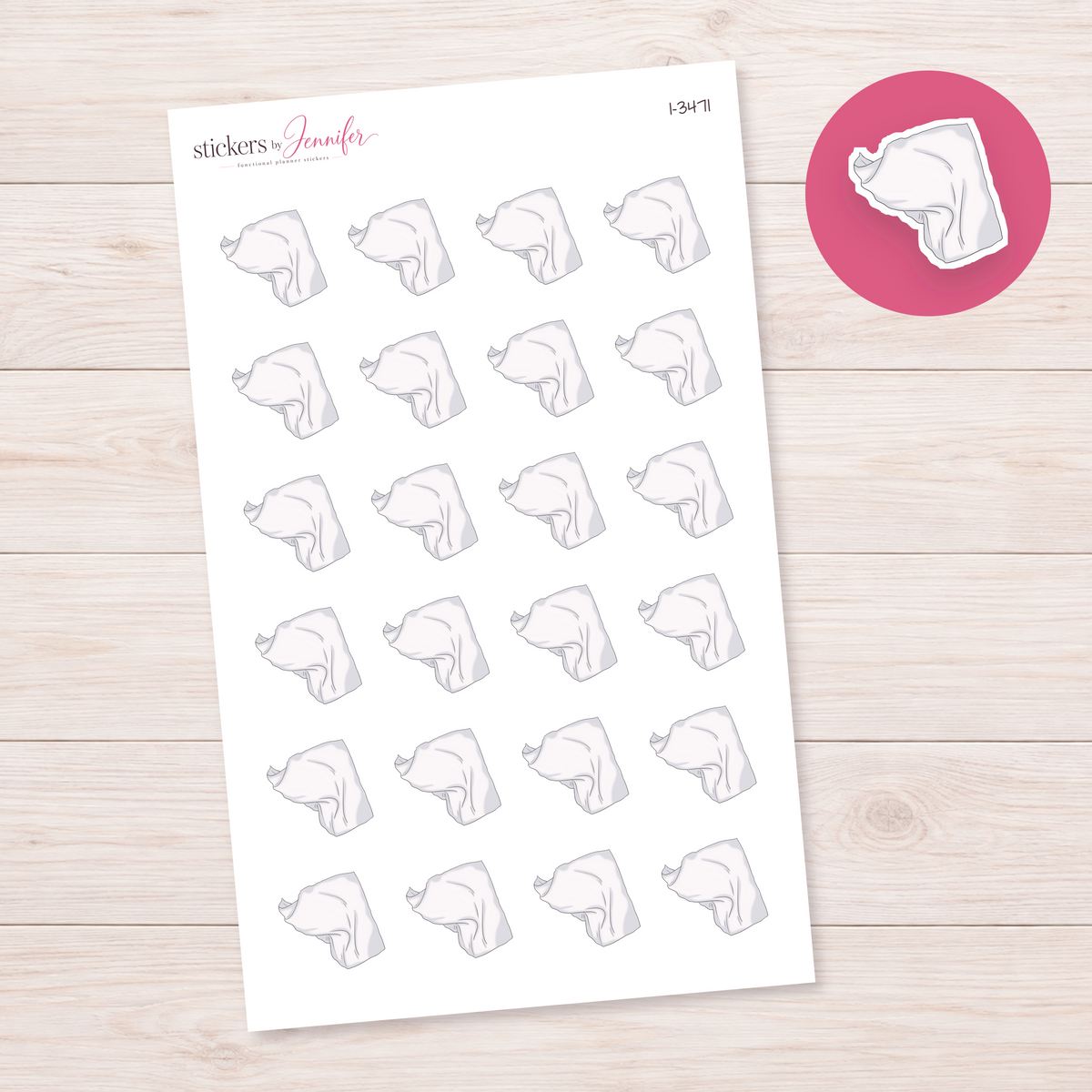 White Cleaning Cloth Planner Stickers | I-3471
