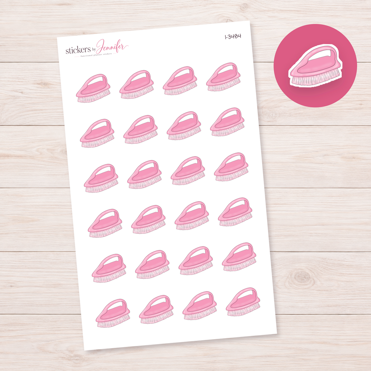 Pink Scrub Brush Planner Stickers | I-3484