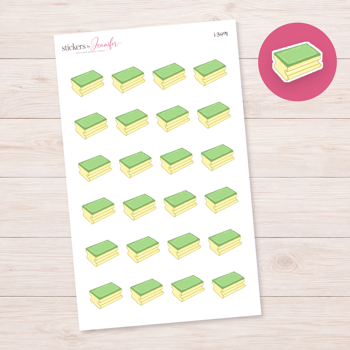 Yellow and Green Sponge Cloth Planner Stickers | I-3491