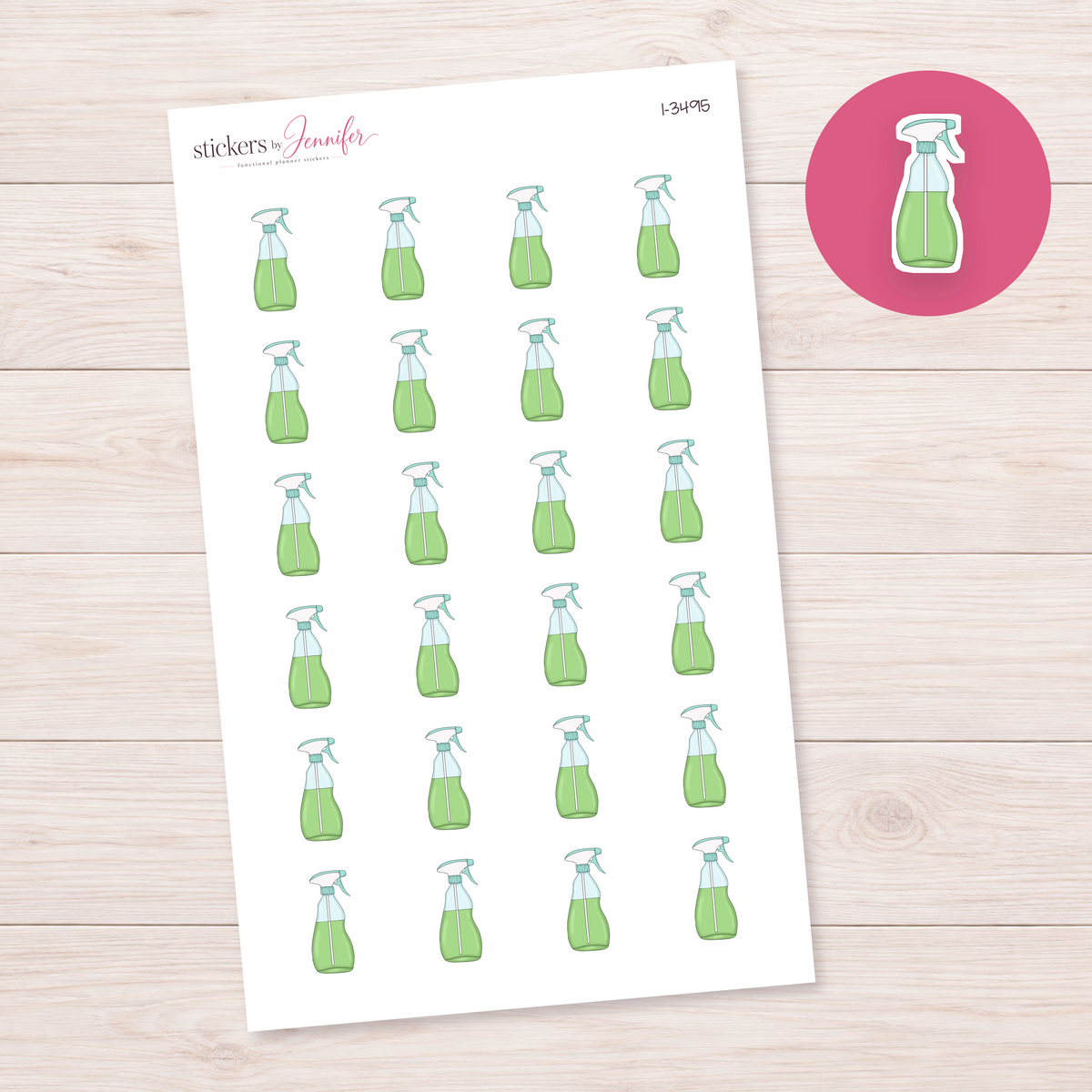 Green Cleaning Spray Planner Stickers | I-3495