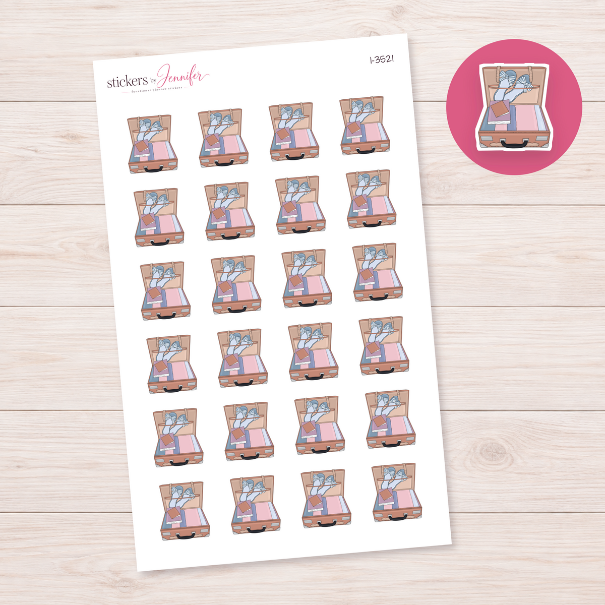 Open Packed Suitcase Planner Stickers | I-3521