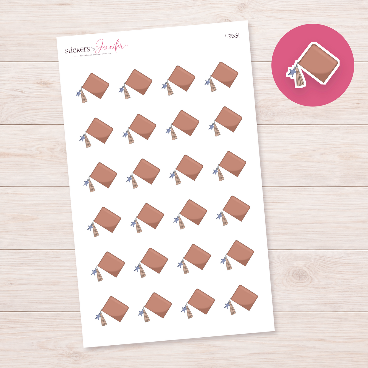 Tan Tassel Wallet Planner Stickers | I-3531