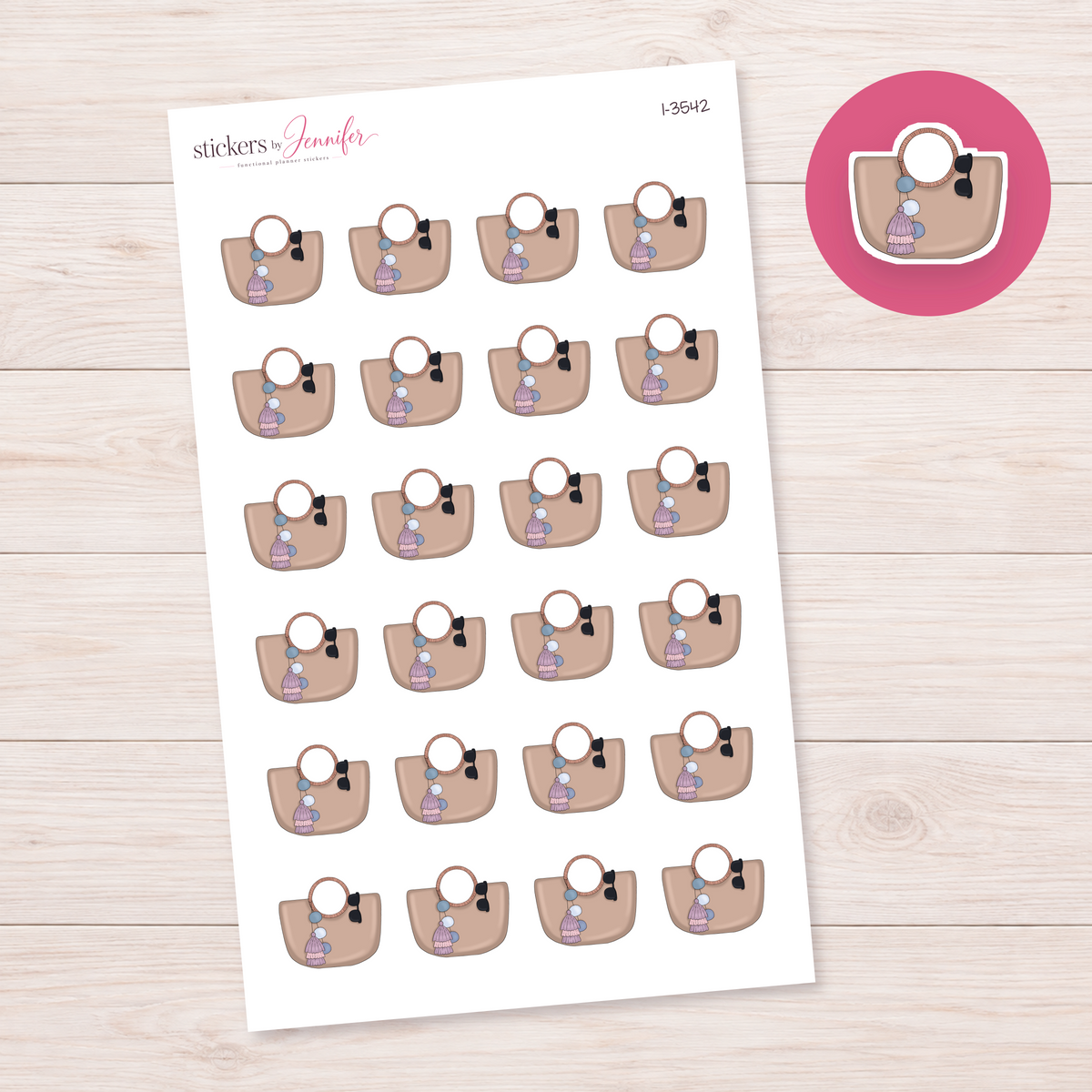 Neutral Tote with Charms Planner Stickers | I-3542