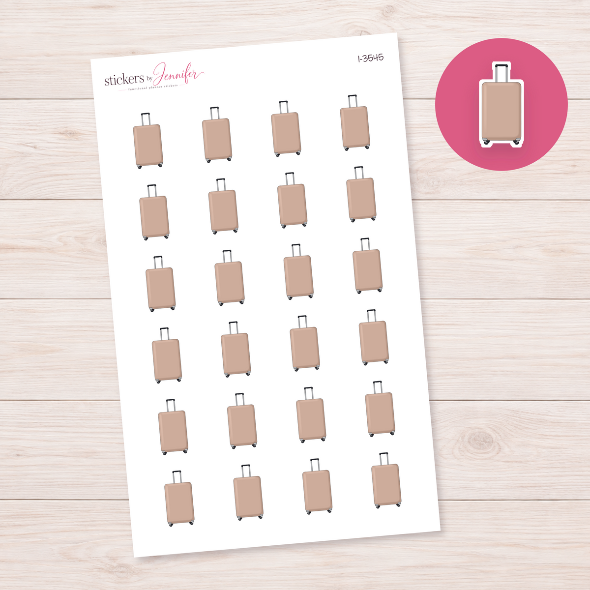 Tan Rolling Suitcase Planner Stickers | I-3545