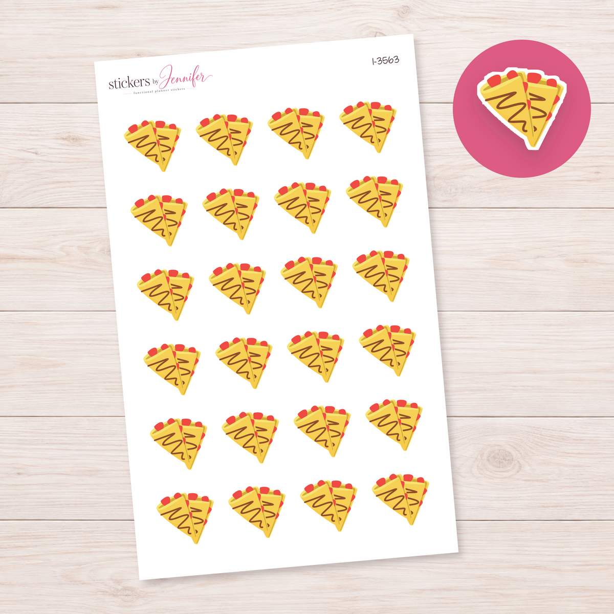 Strawberry Dessert Crepes Planner Stickers | I-3563