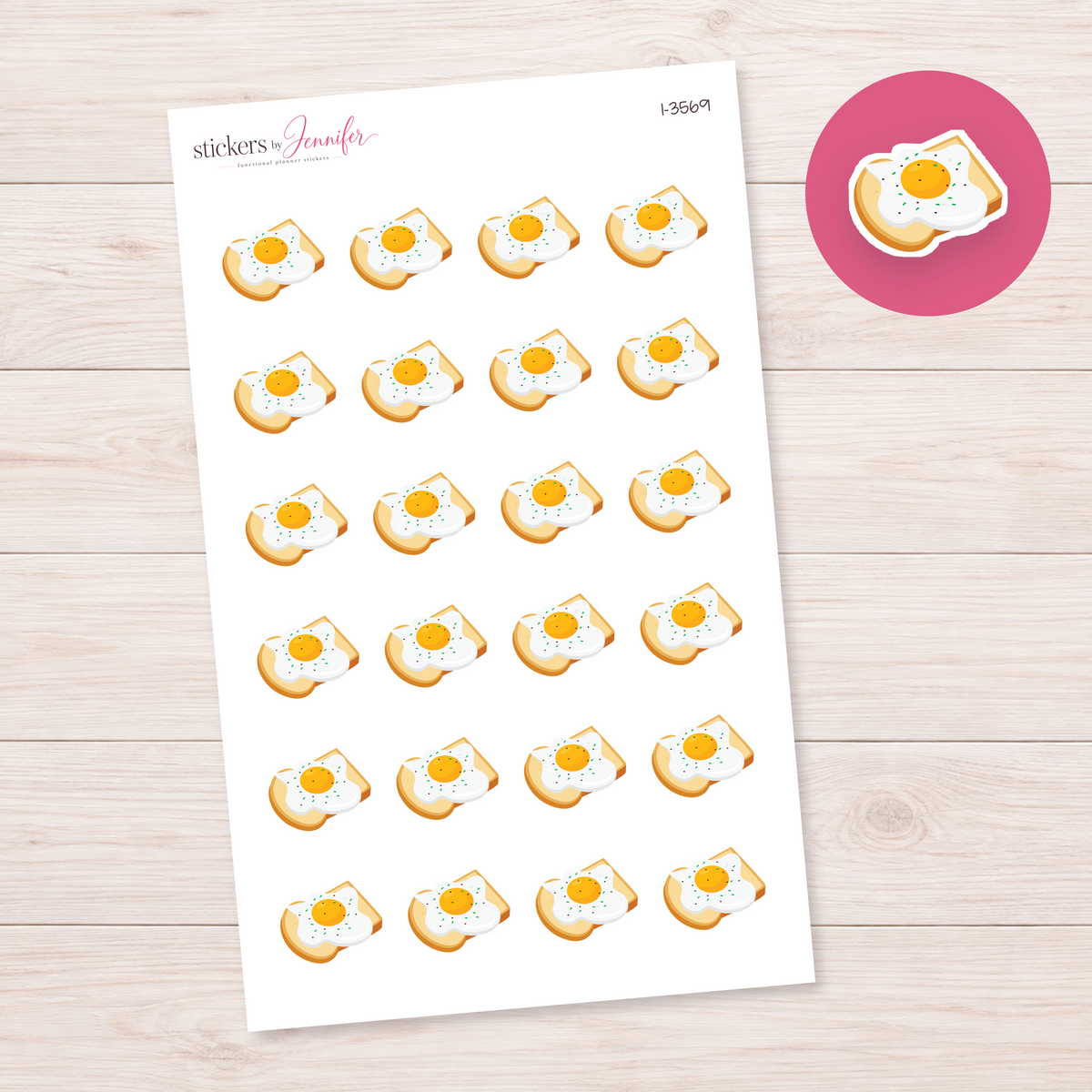 Fried Egg on Toast Planner Stickers | I-3569