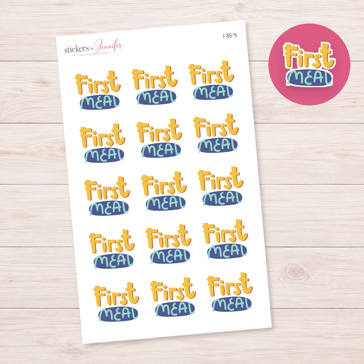 First Meal Lettering Planner Stickers | I-3571