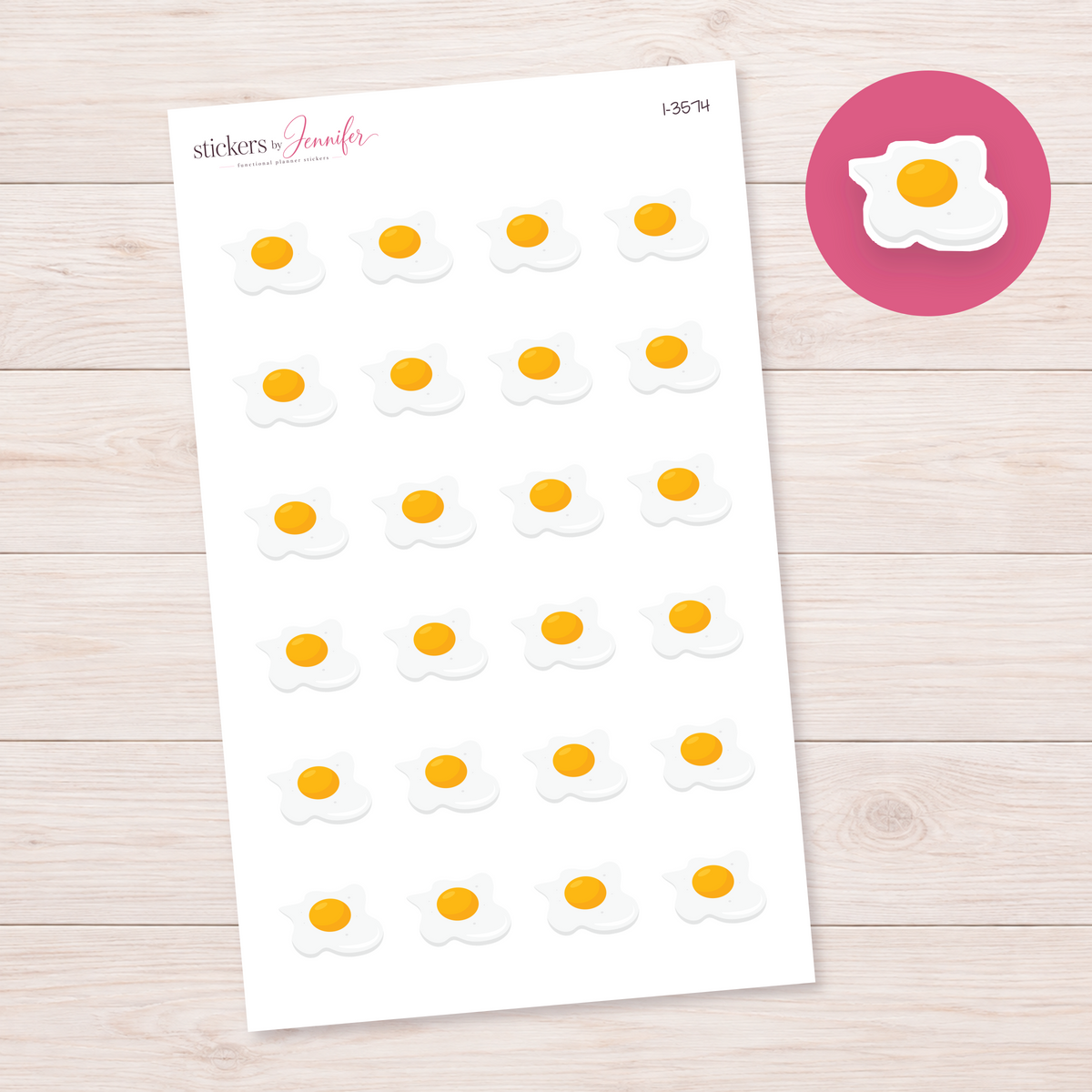 Sunny-Side-Up Egg Planner Stickers | I-3574