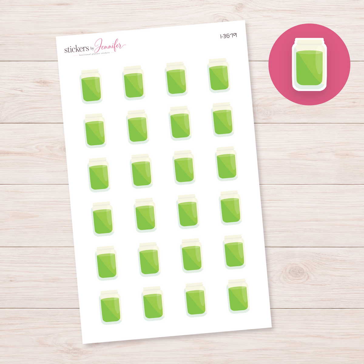 Green Drink Jar Planner Stickers | I-3579