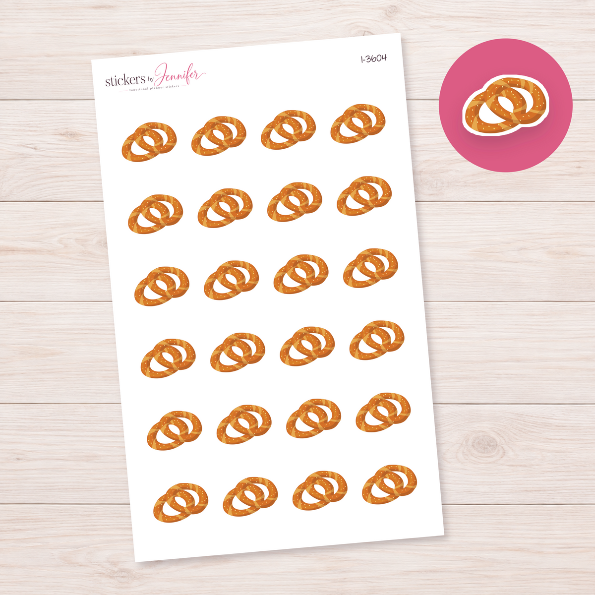 Golden Pretzel Pair Planner Stickers | I-3604
