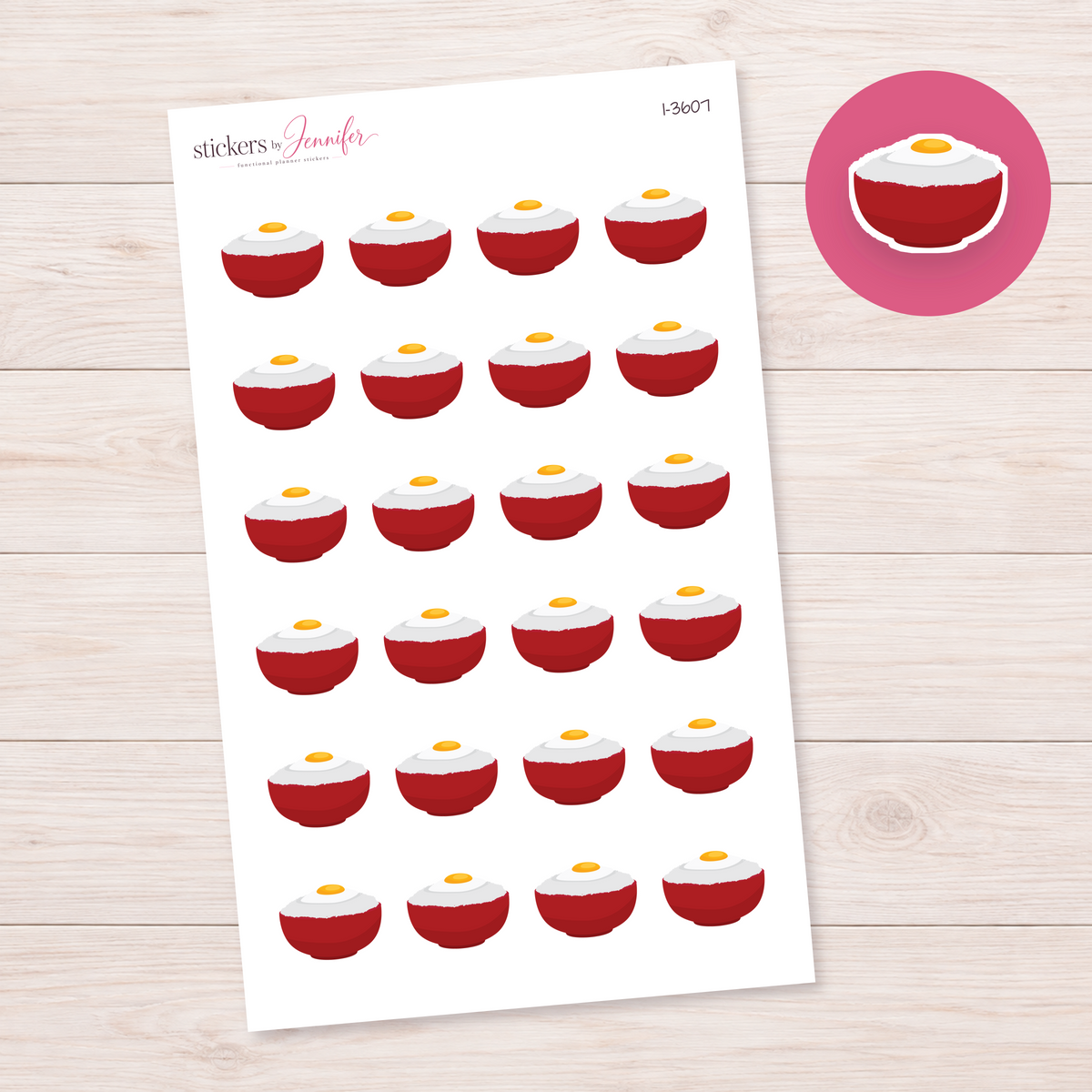 Rice Bowl with Fried Egg Planner Stickers | I-3607