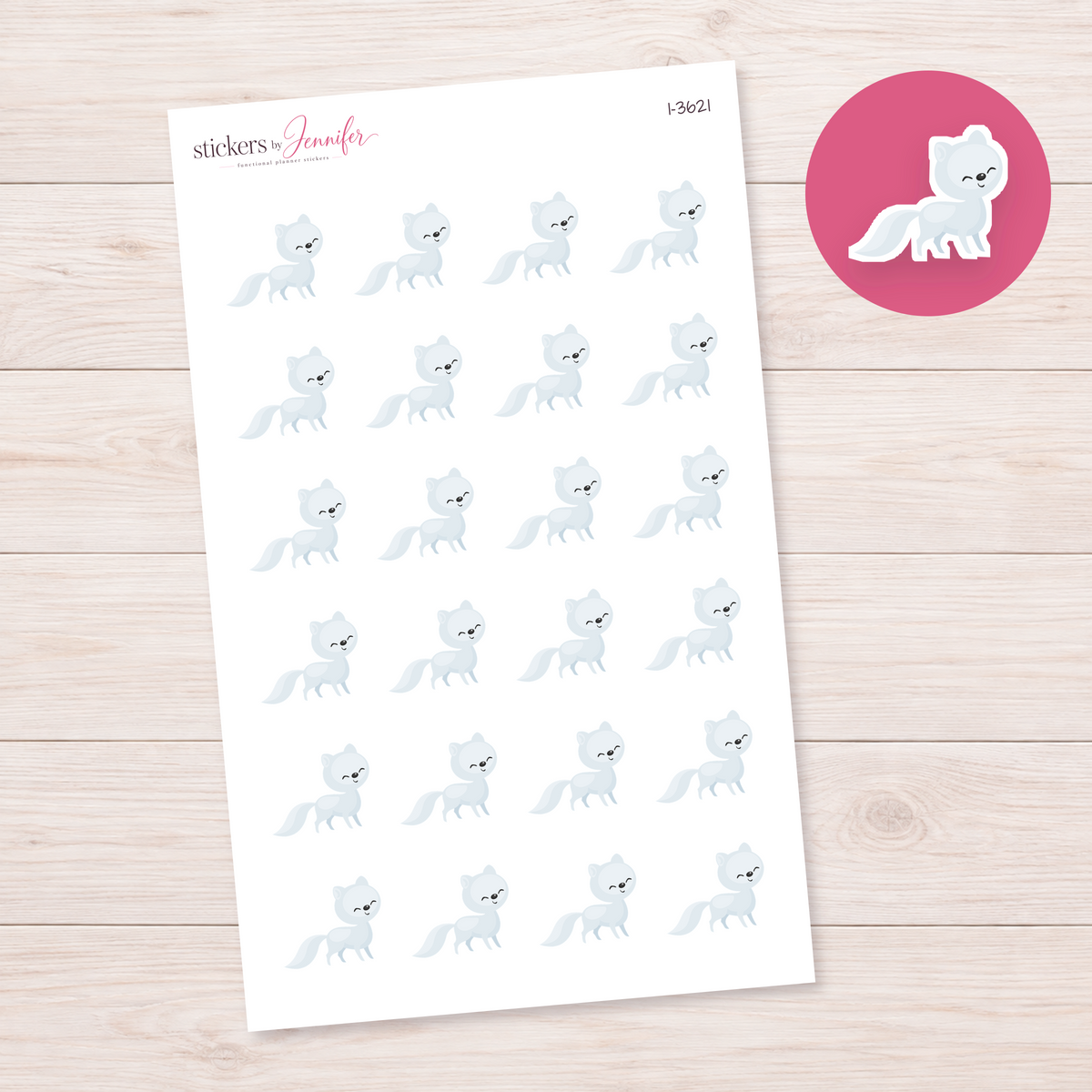 Pale Arctic Fox Planner Stickers | I-3621