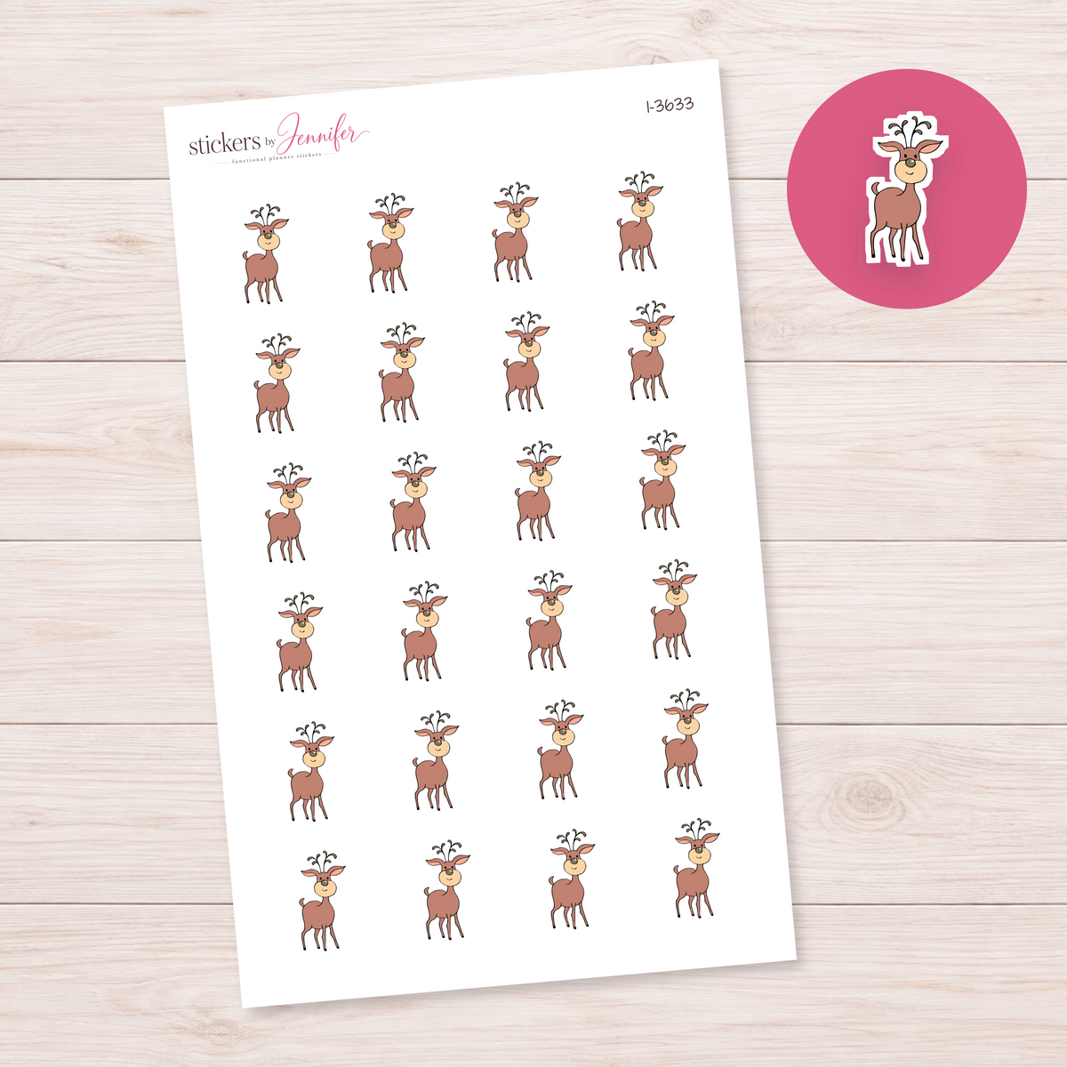 Standing Cartoon Reindeer Planner Stickers | I-3633