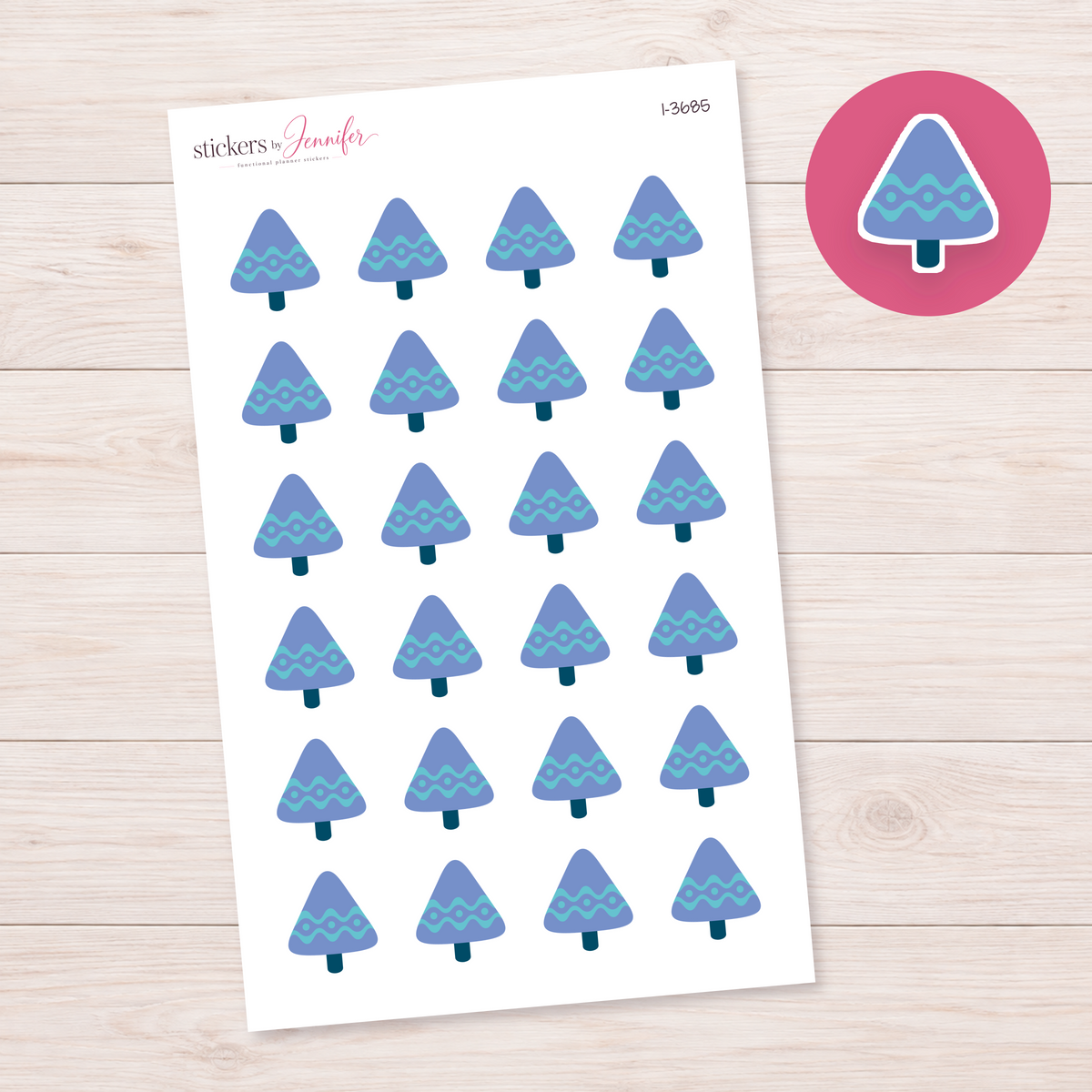 Purple and Teal Wavy Tree Planner Stickers | I-3685