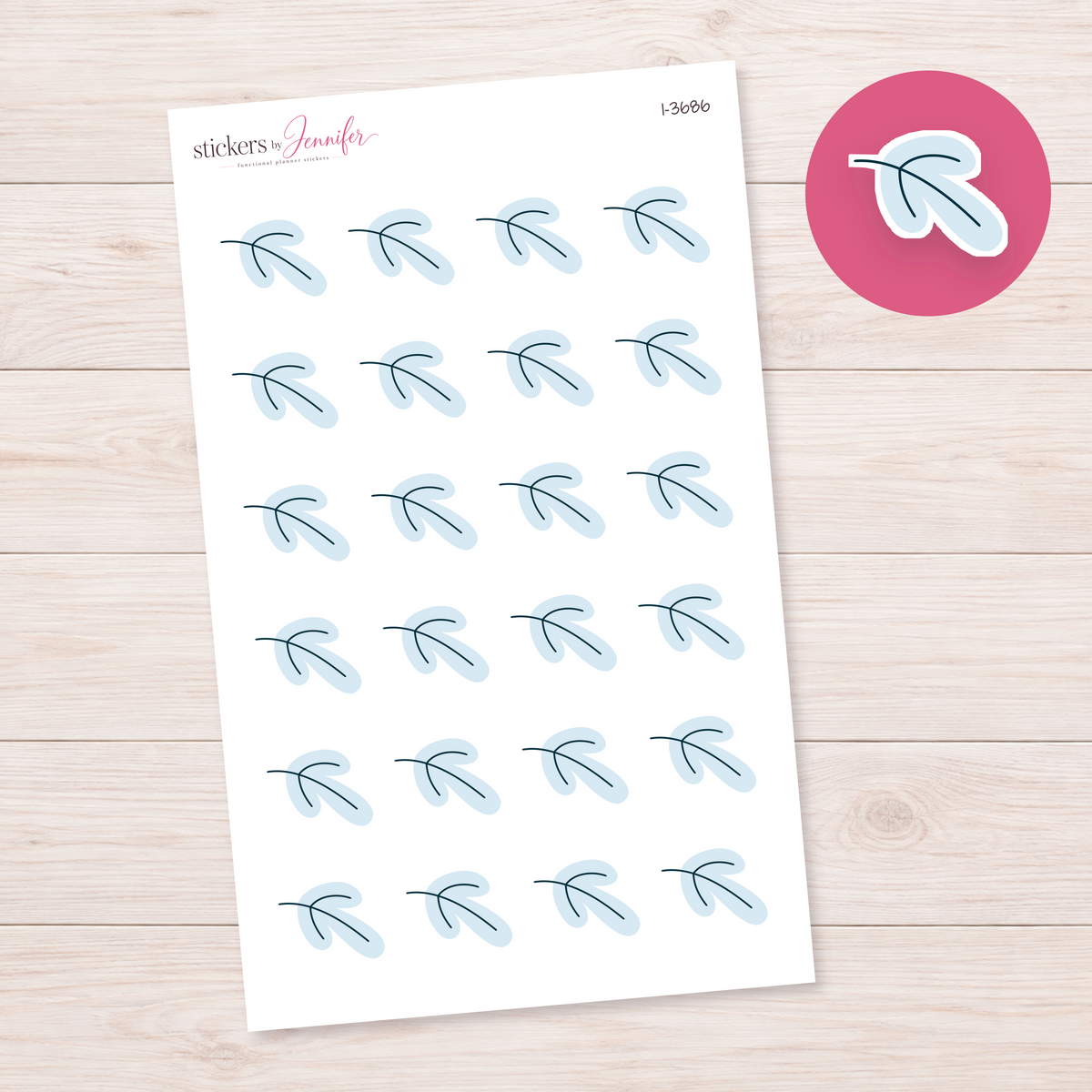 Pale Winter Leaf Sprig Planner Stickers | I-3686