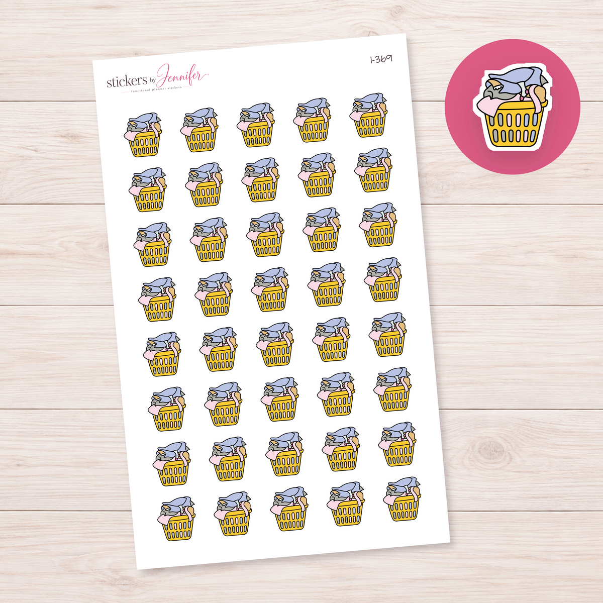 Yellow Full Laundry Basket Planner Stickers | I-369