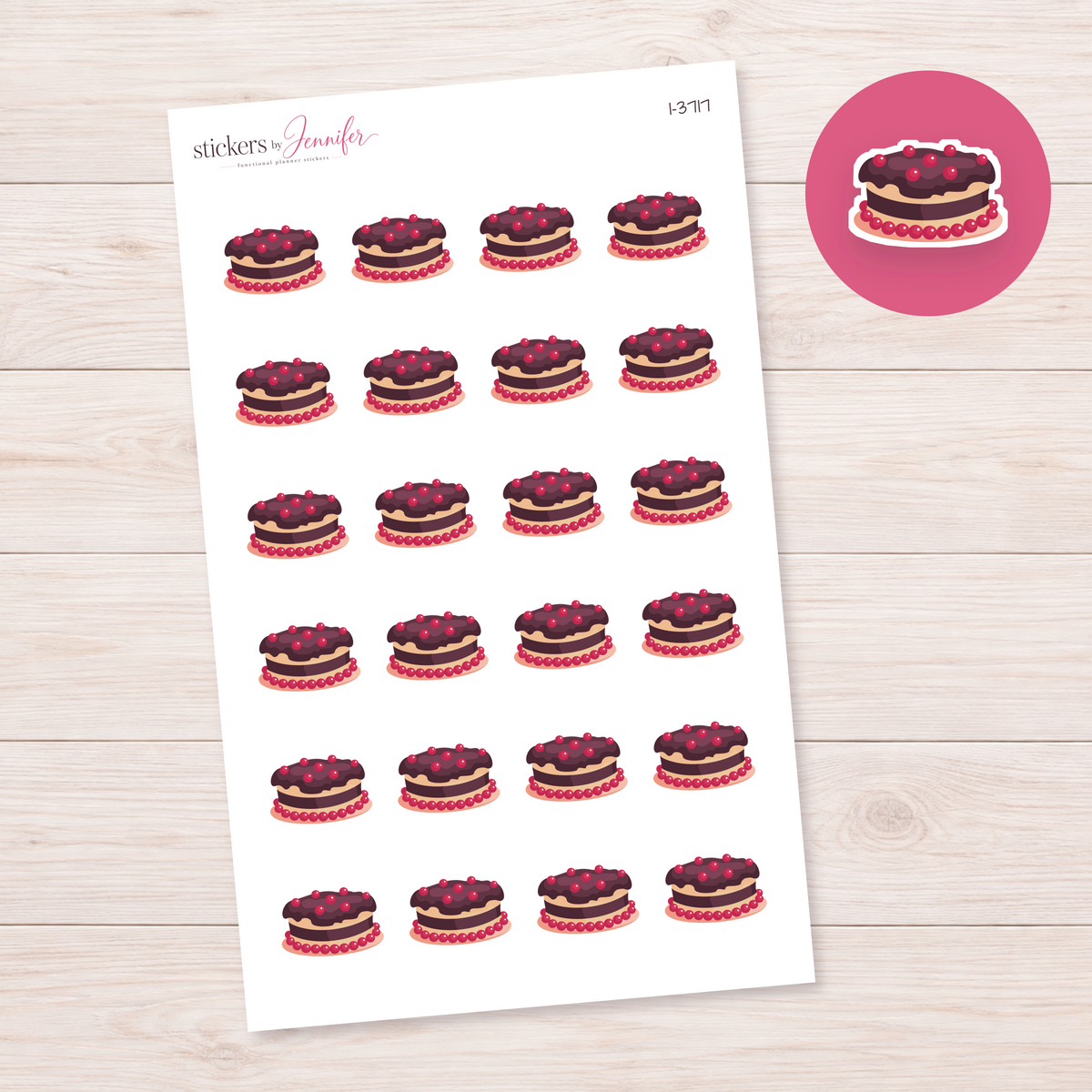 Berry Chocolate Cake Planner Stickers | I-3717
