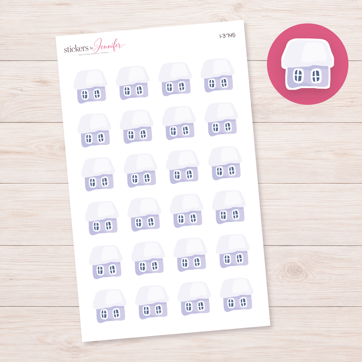 Lavender Snowy Cottage Planner Stickers | I-3745