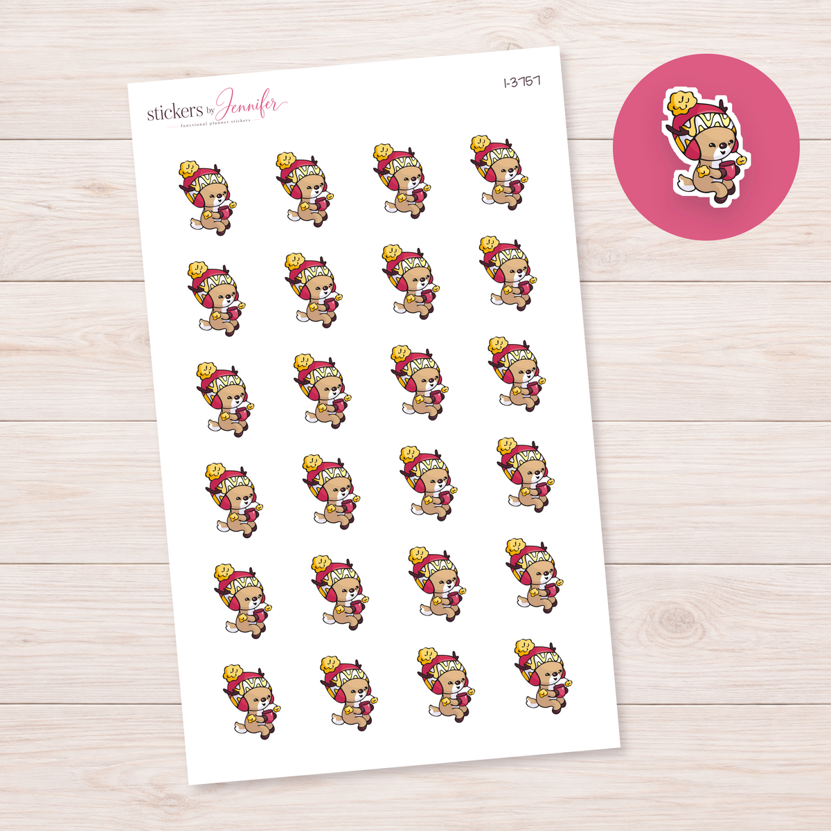 Cozy Reindeer with Red Mug Planner Stickers | I-3757