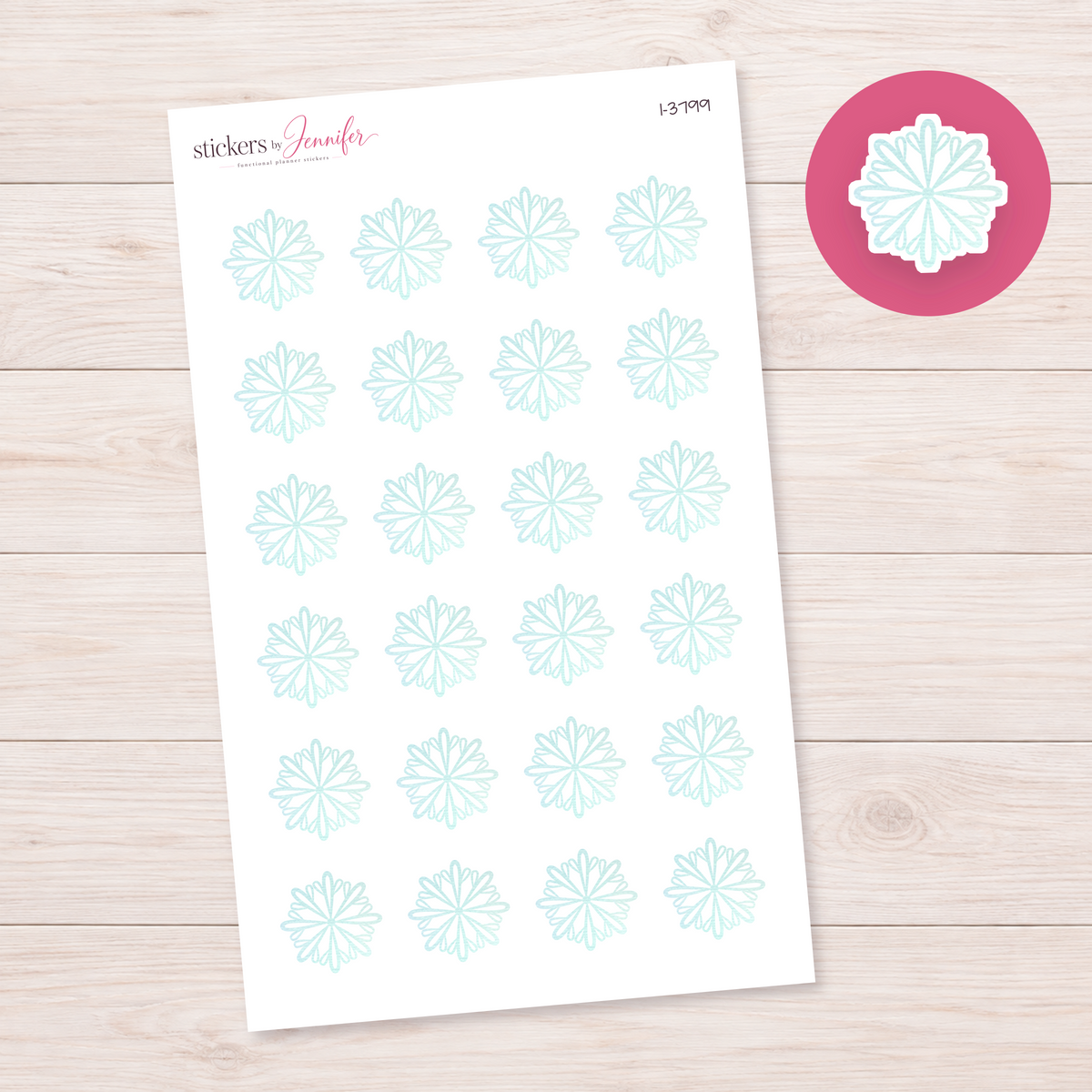 Aqua Loop Snowflake Planner Stickers | I-3799