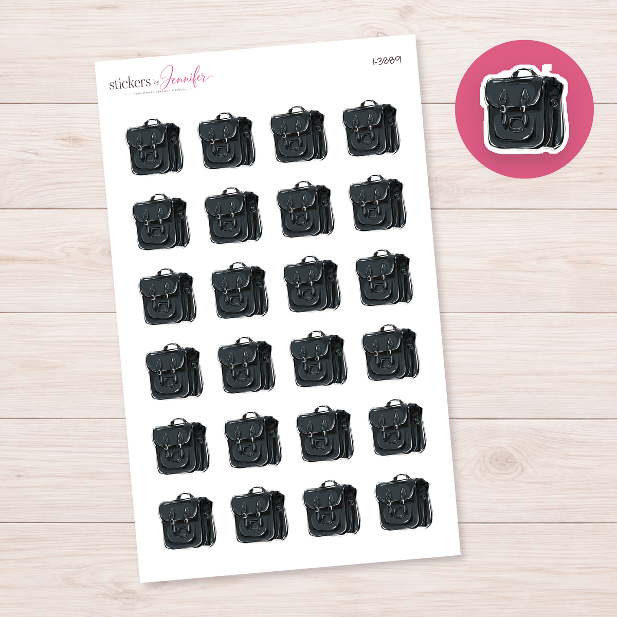 Black Satchel Planner Stickers | I-3889