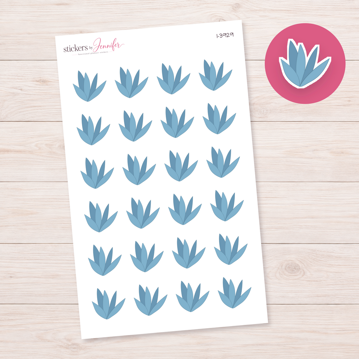Blue Succulent Shape Planner Stickers | I-3929