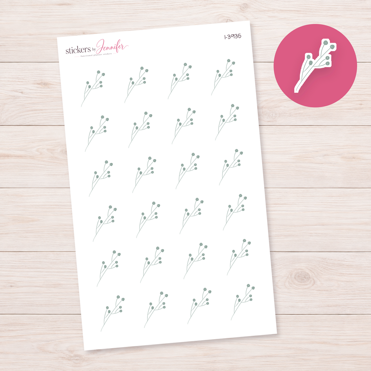 Sage Berry Sprig Planner Stickers | I-3935