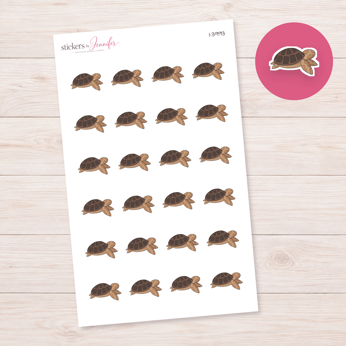 Sea Turtle Facing Right Planner Stickers | I-3993