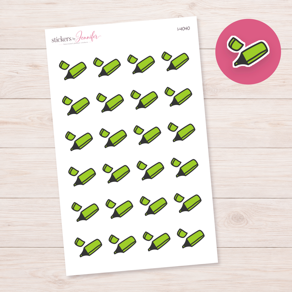 Green Highlighter Icon Planner Stickers | I-4040