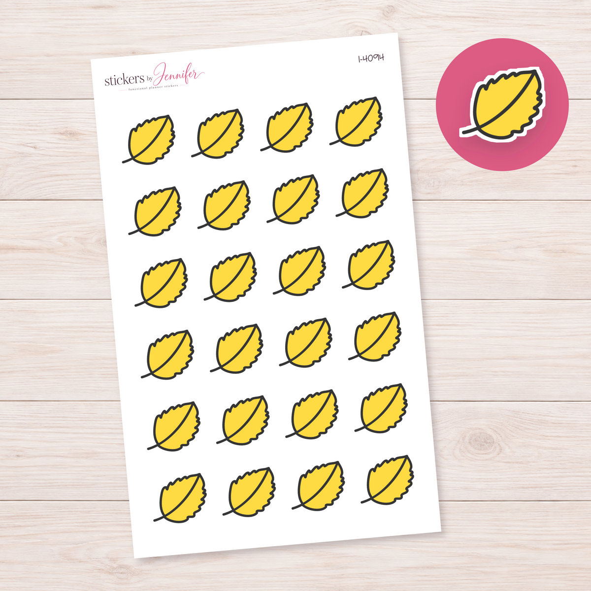 Yellow Autumn Leaf Planner Stickers | I-4094