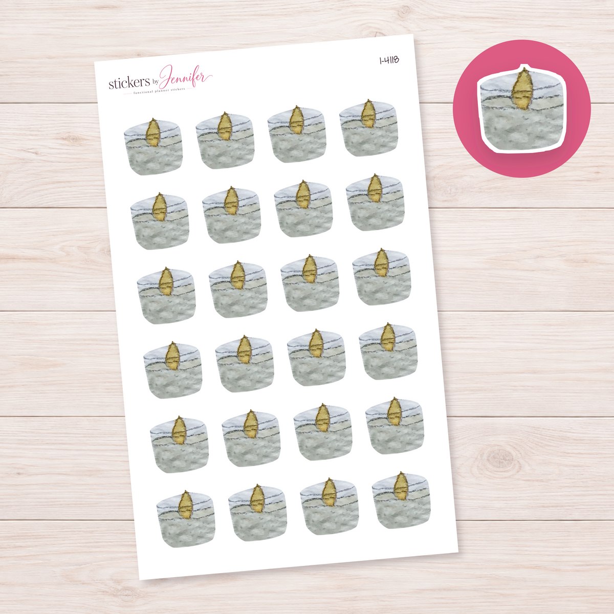 Wide Glowing Candle Planner Stickers | I-4118