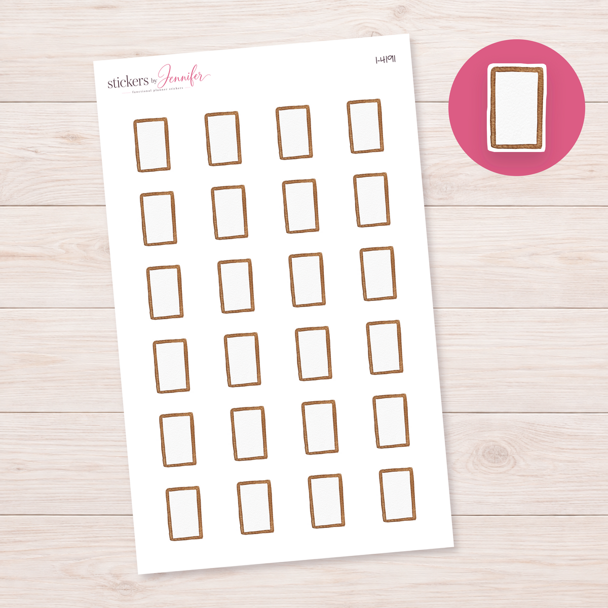 Woven Rectangular Mirror Planner Stickers | I-4191