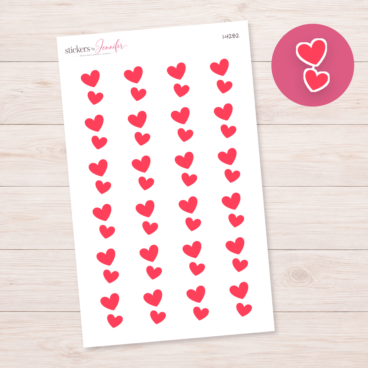 Red Heart Pair Planner Stickers | I-4282